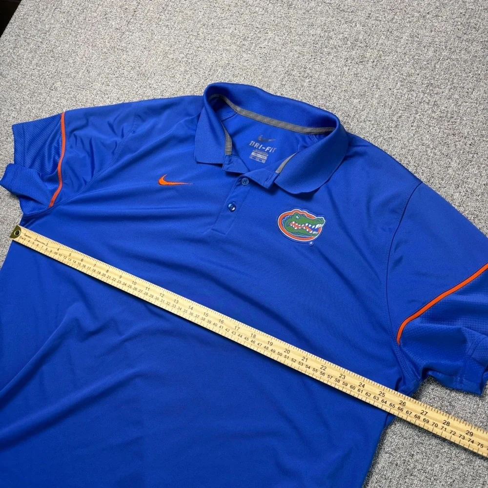 Nike Florida Gators Dri-Fit Polo Shirt‎ Mens 2XL Blue Orange Short Sleeve 32856X